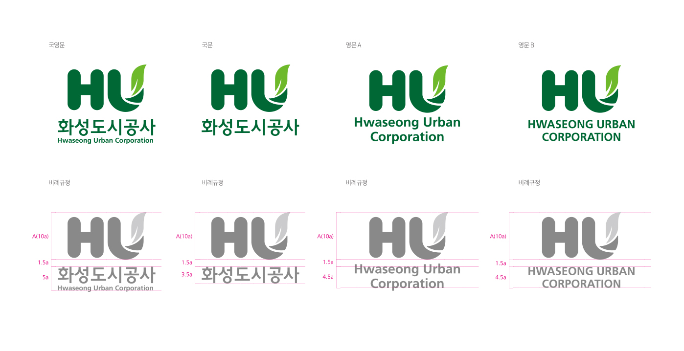 화성도시공사 PC 버전 시그니처 상하조합(국영문_비례규정,국문_비례규정,영문A_비례규정,영문B_비례규정)