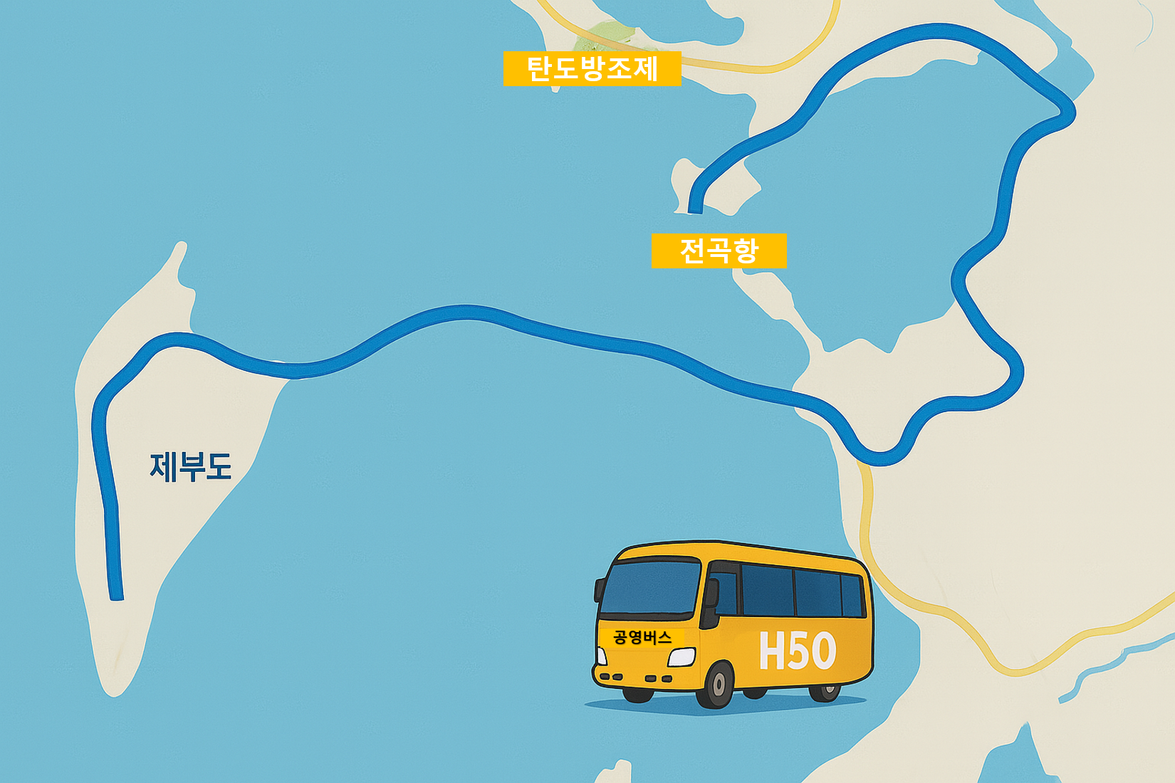 h50번 증차 관련 노선도